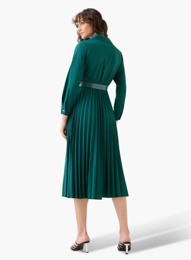 Splash FAV  Midi Shirt Dress with Belt for Women | Best Price UAE